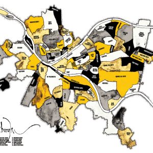 Pittsburgh Neighborhood Map - Black and Gold